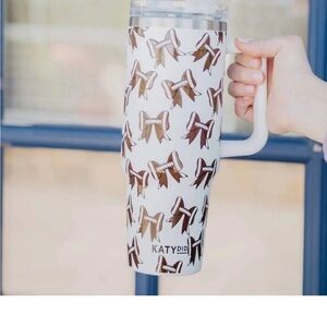 Katydid White Tumbler with Football Bow Design